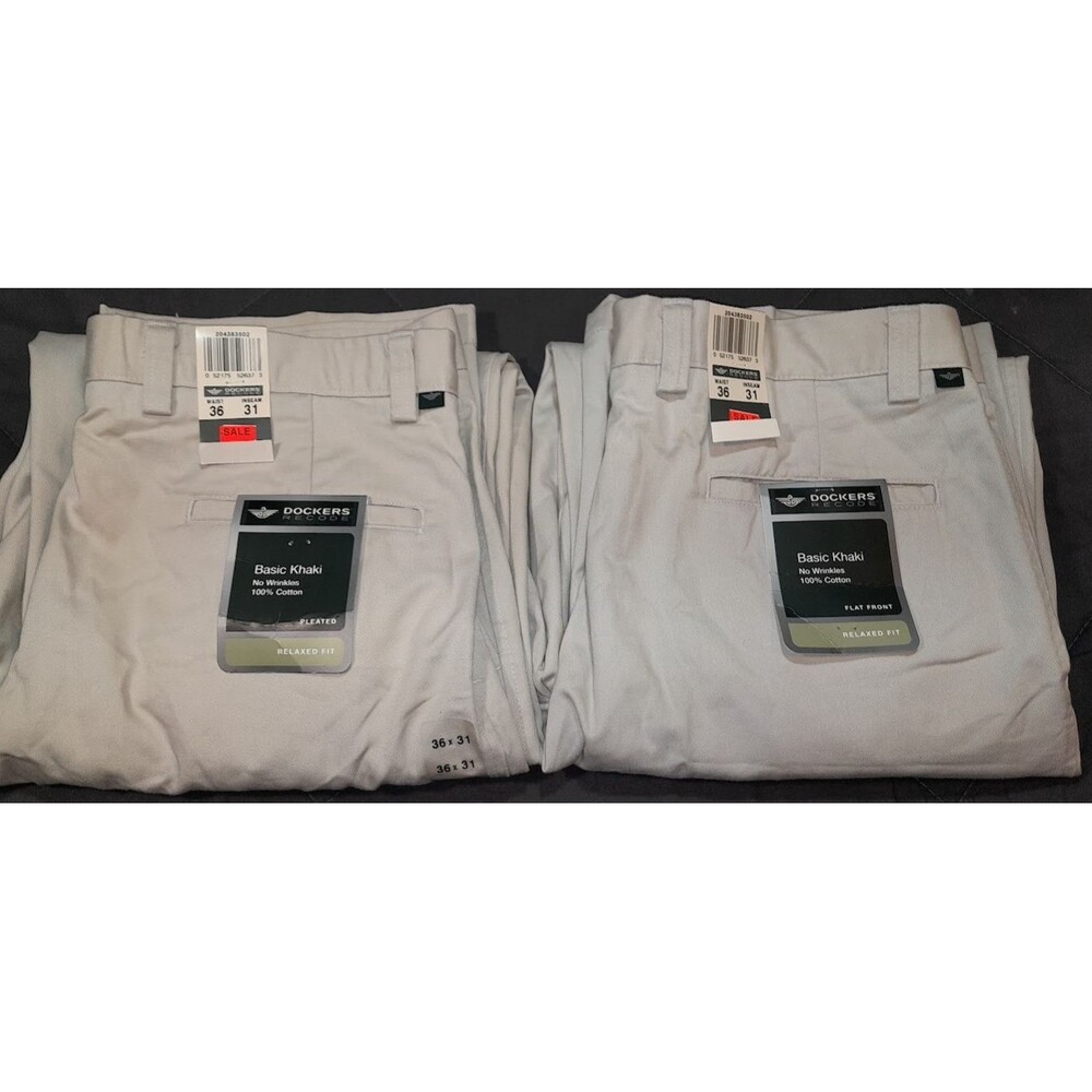Dockers Light Gray Men's Basic Khaki Pants - Pair